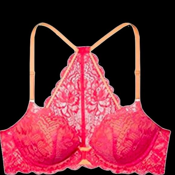 Victoria's Secret PINK Date Racerback Push-up Bra Neon Pink - Picture 1 of 6